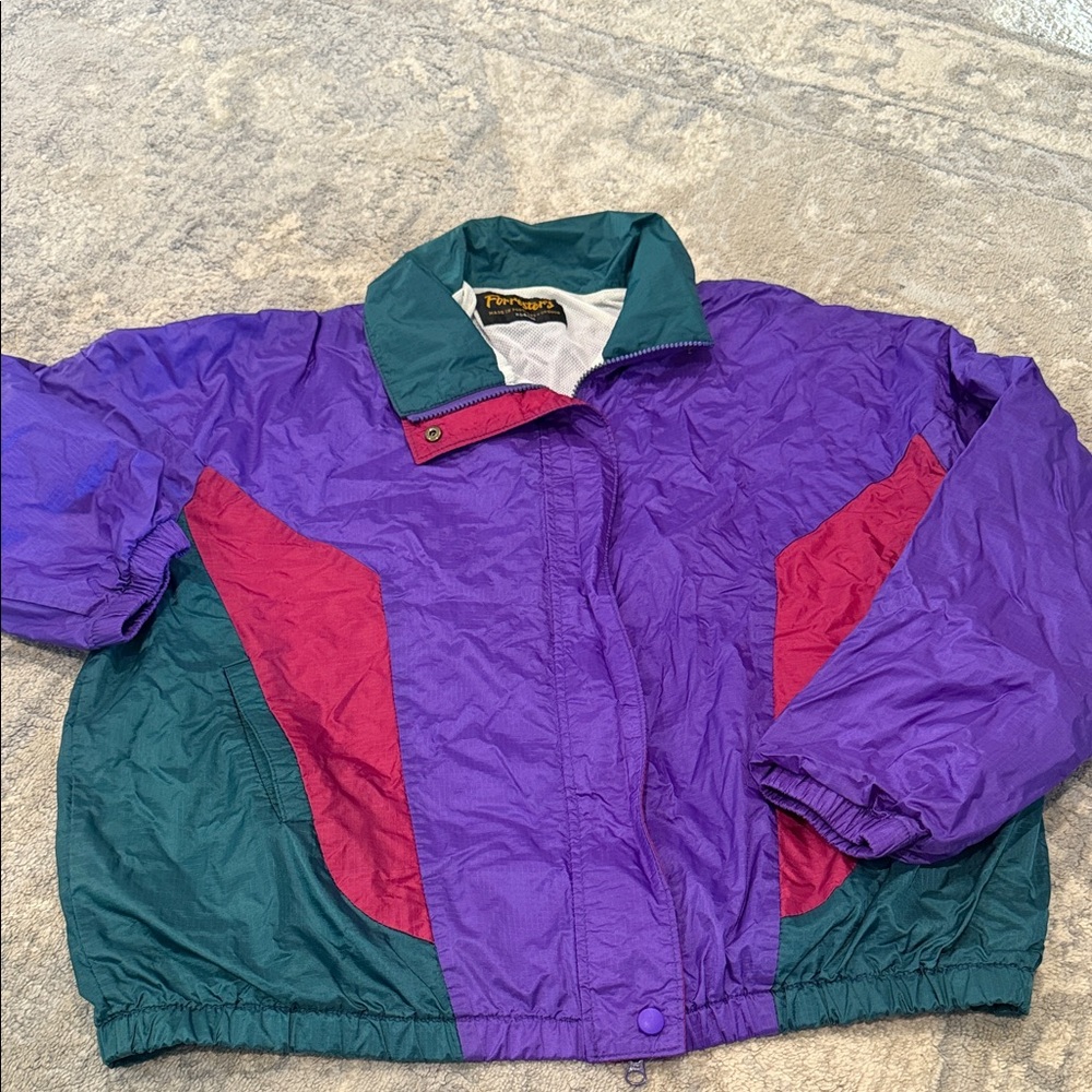 Vintage Purple and Green Jacket Windbreaker XL